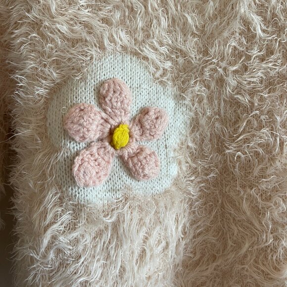 Eyelash and knit Sweater with flower details - Picture 3 of 3